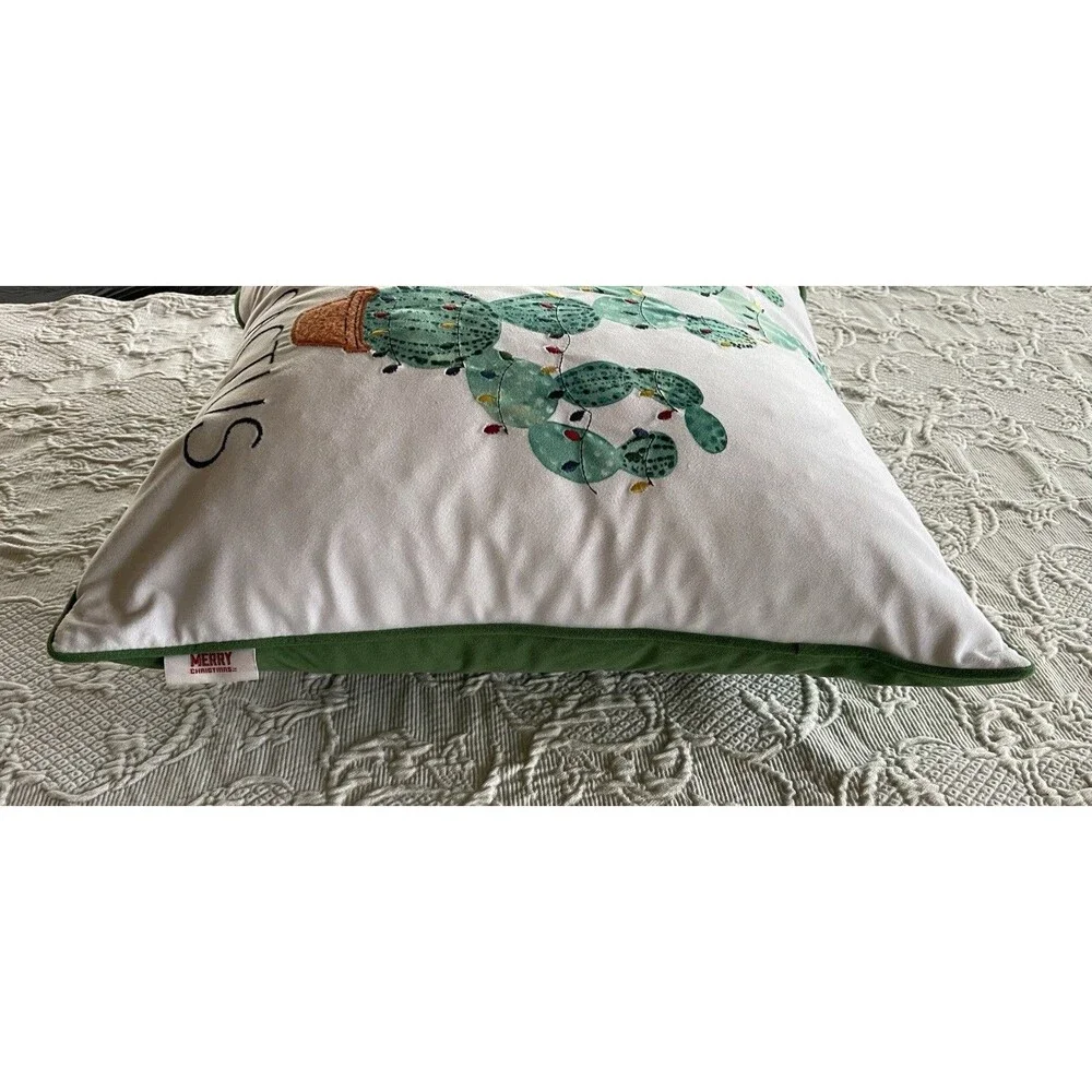 Merry Cactus Christmas Throw Pillow Boho Desert 20x20 Waterfowl Feather